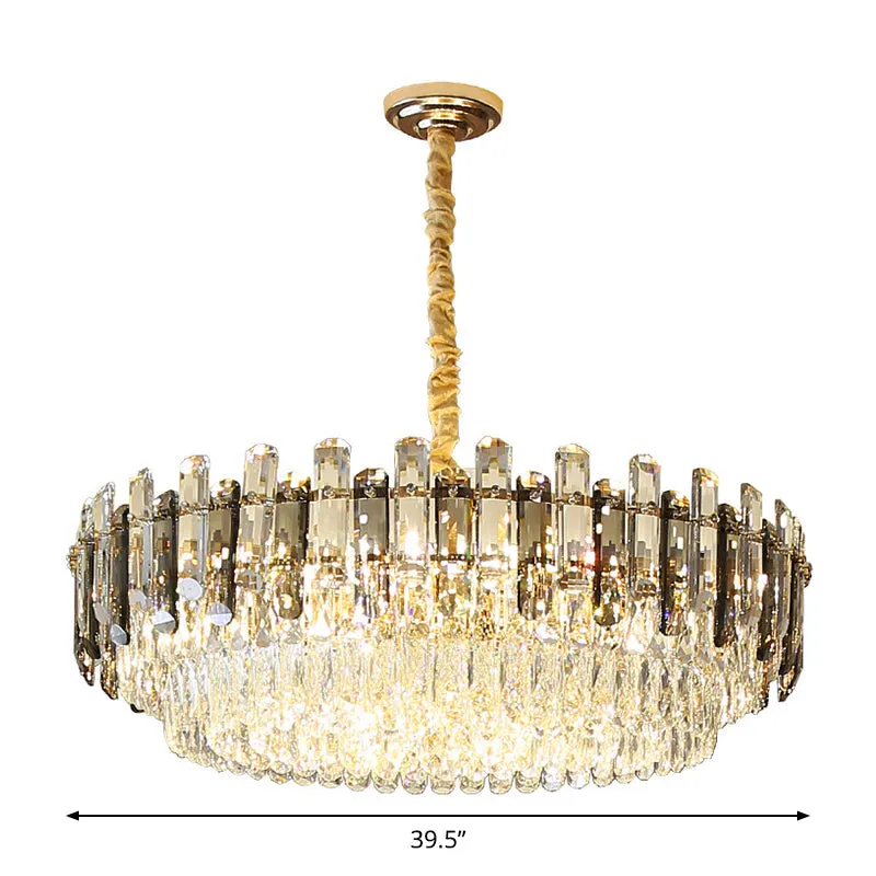 Modern Gold Finish Crystal Chandelier Light Fixture - 8/15/19 Bulbs Multi-Layer Pendant Lighting