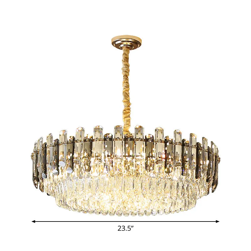 Modern Gold Finish Crystal Chandelier Light Fixture - 8/15/19 Bulbs Multi-Layer Pendant Lighting