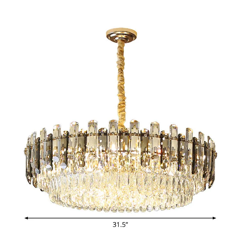 Modern Gold Finish Crystal Chandelier Light Fixture - 8/15/19 Bulbs Multi-Layer Pendant Lighting