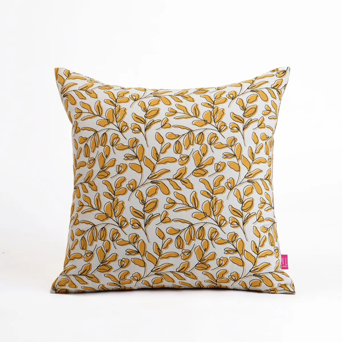 MODERN RETRO – Mustard Yellow reversible cotton throw pillow cover, leaf print