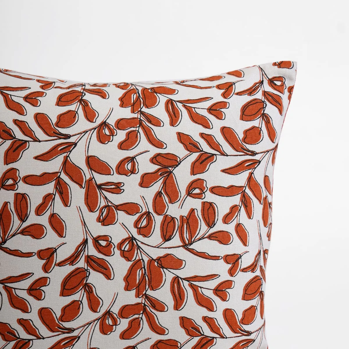 MODERN RETRO – Terracotta reversible cotton throw pillow cover, leaf print