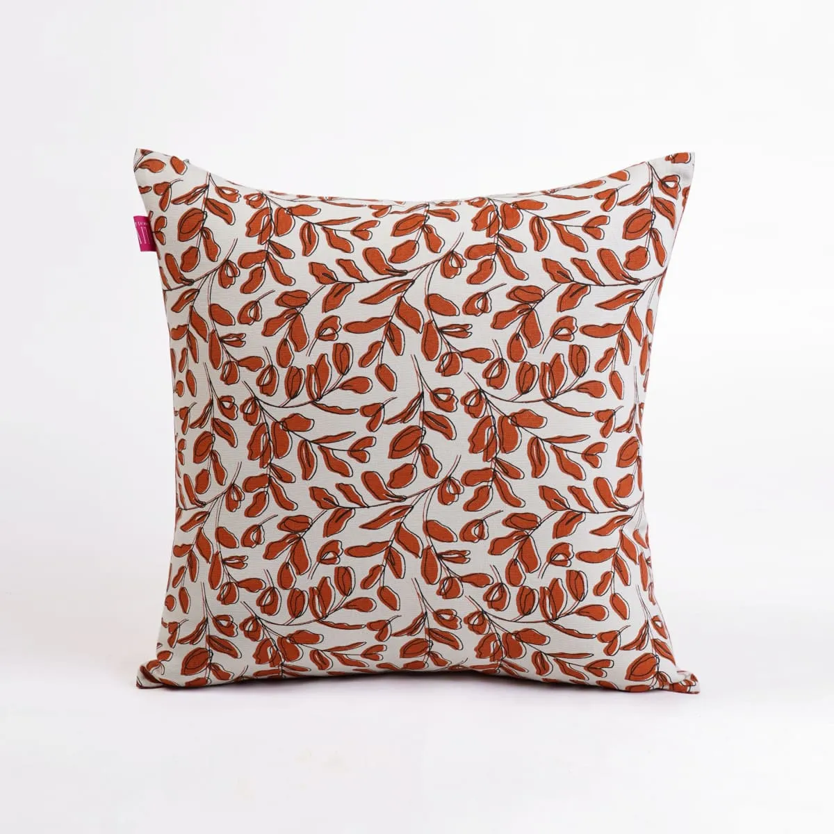 MODERN RETRO – Terracotta reversible cotton throw pillow cover, leaf print