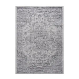 NAAR MARFI Collection 6X9 Silver/Oriental Non-Shedding Living Room Bedroom Dining Home Office Stylish and Stain Resistant Area Rug