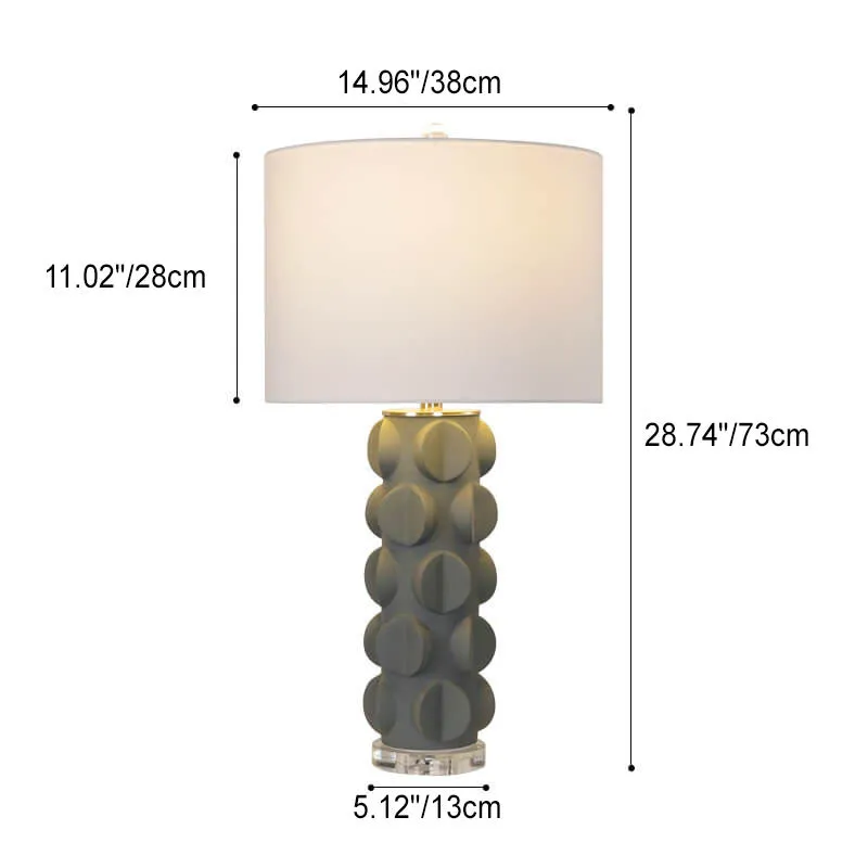 Nordic Simple Fabric Lampshade Resin Column Base 1-Light Table Lamp