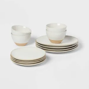 Open Box - 12pc Stoneware Wethersfield Artisan Dinnerware Set White - Threshold