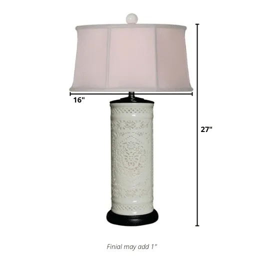 Pierced Bone China Table Lamp with interior Night Light