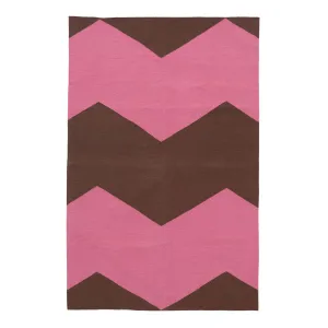 Pink & Brown Chevron Flatweave Cotton Rug - 3'6" x 5'6"