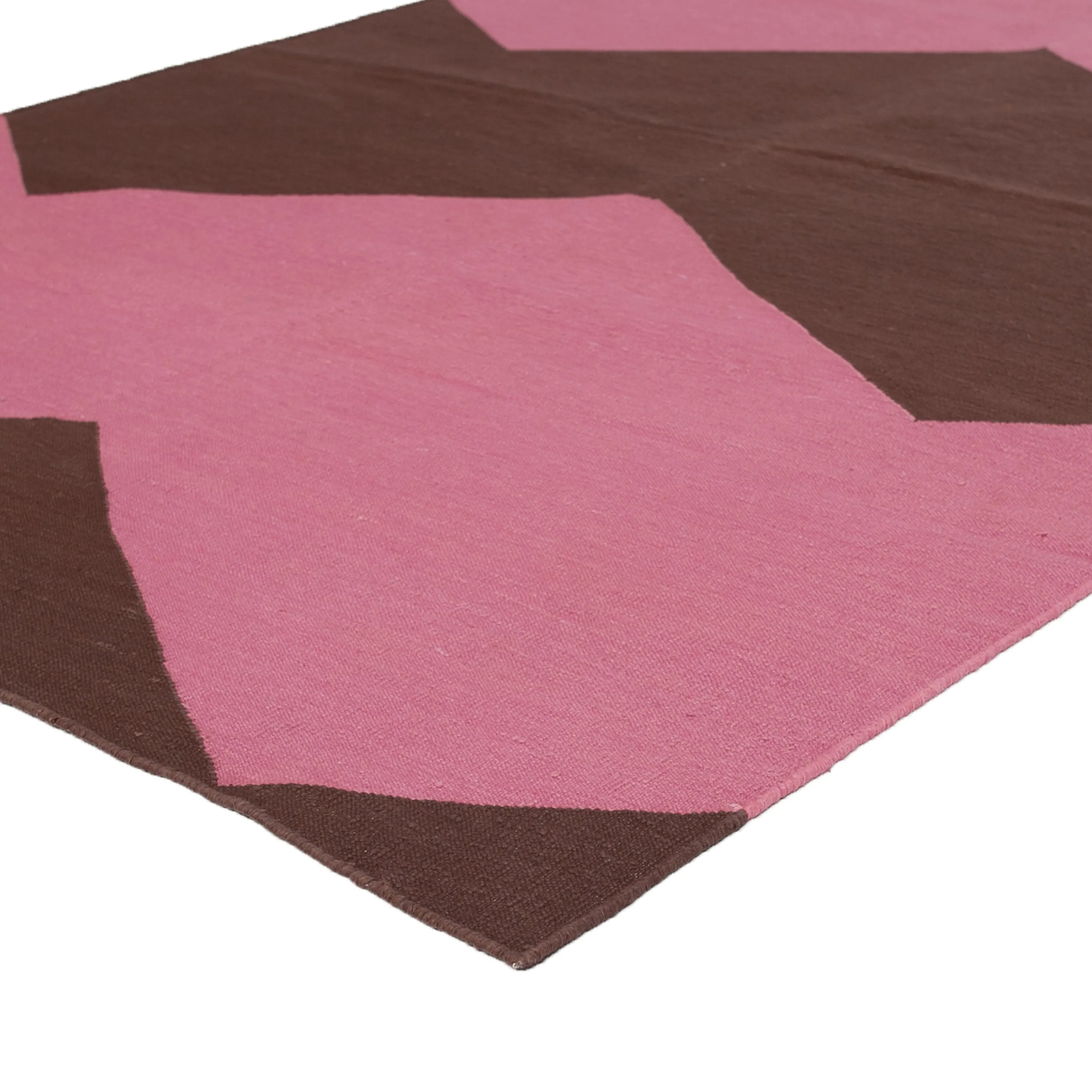 Pink & Brown Chevron Flatweave Cotton Rug - 3'6" x 5'6"