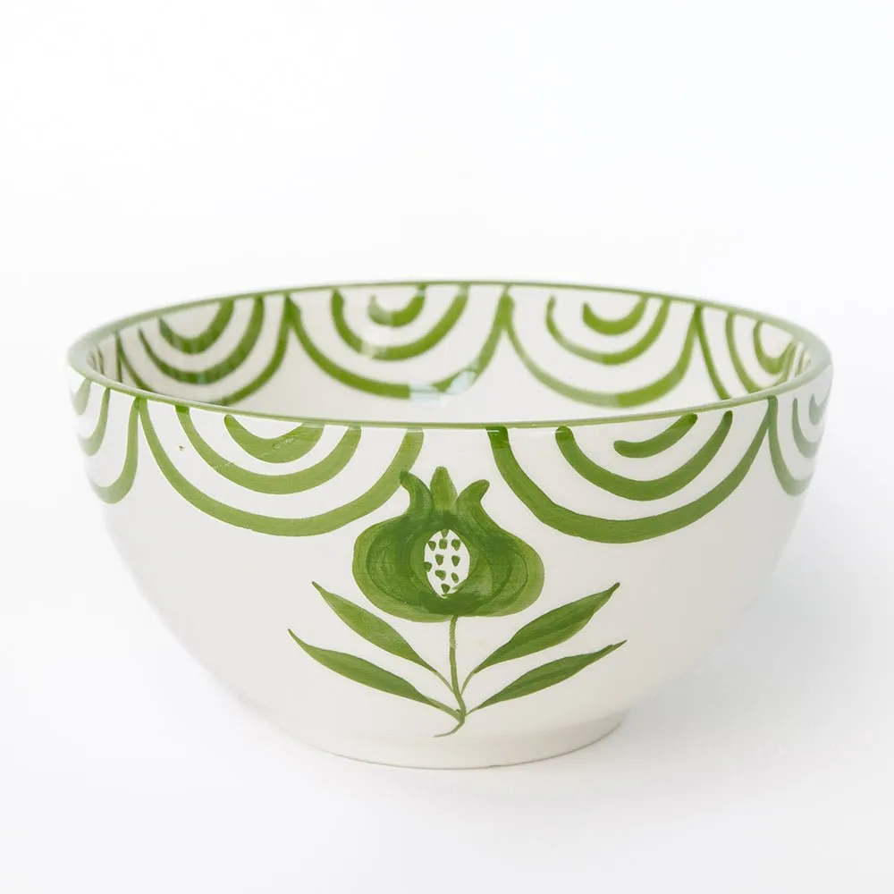 Pomegranate Crest Green Bowl | Set of 2