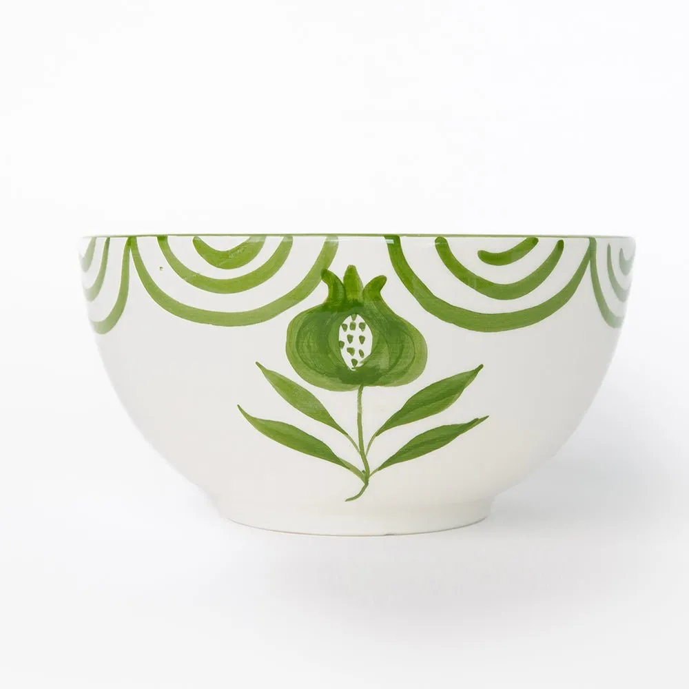 Pomegranate Crest Green Bowl | Set of 2