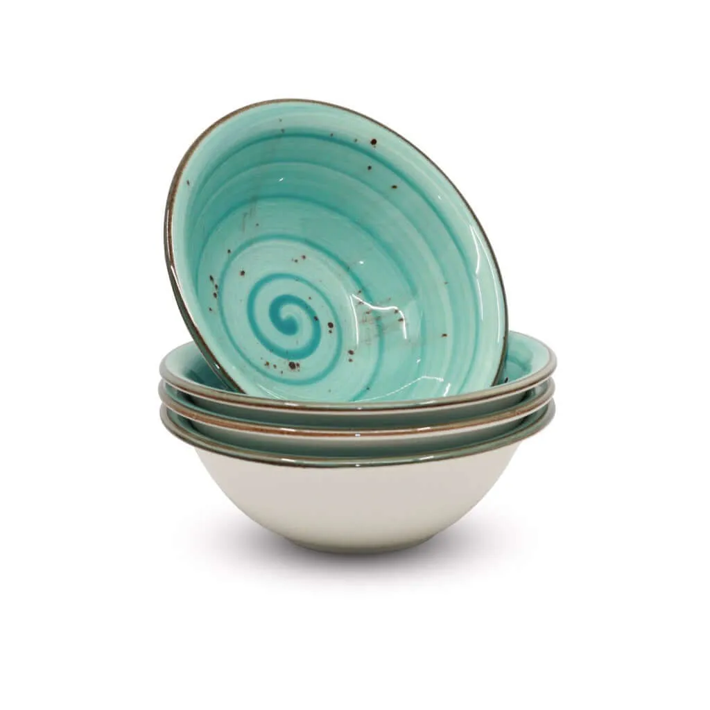 Porcelain Bowls - Soup Cereal Bowl Set of 4 - Pebble Sea Green