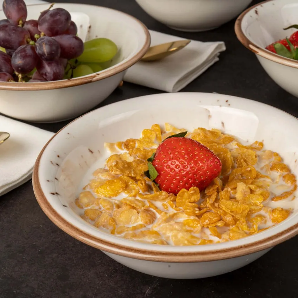 Porcelain Soup-Cereal Bowls Set of 4 Pebble Marble White 18cm