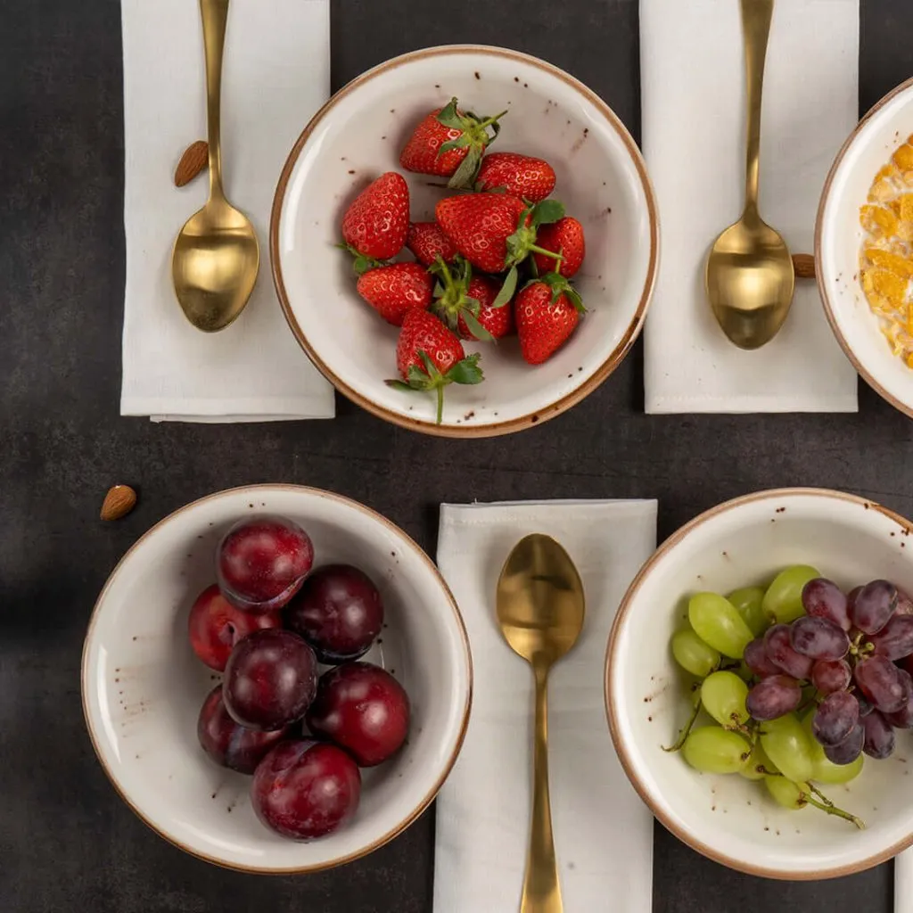 Porcelain Soup-Cereal Bowls Set of 4 Pebble Marble White 18cm