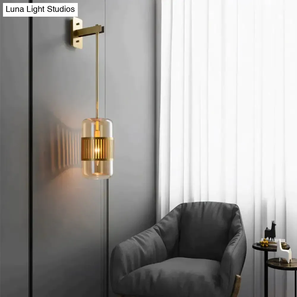 Postmodern Light Luxury Simple Bedroom Bedside Full Copper Wall Lamp