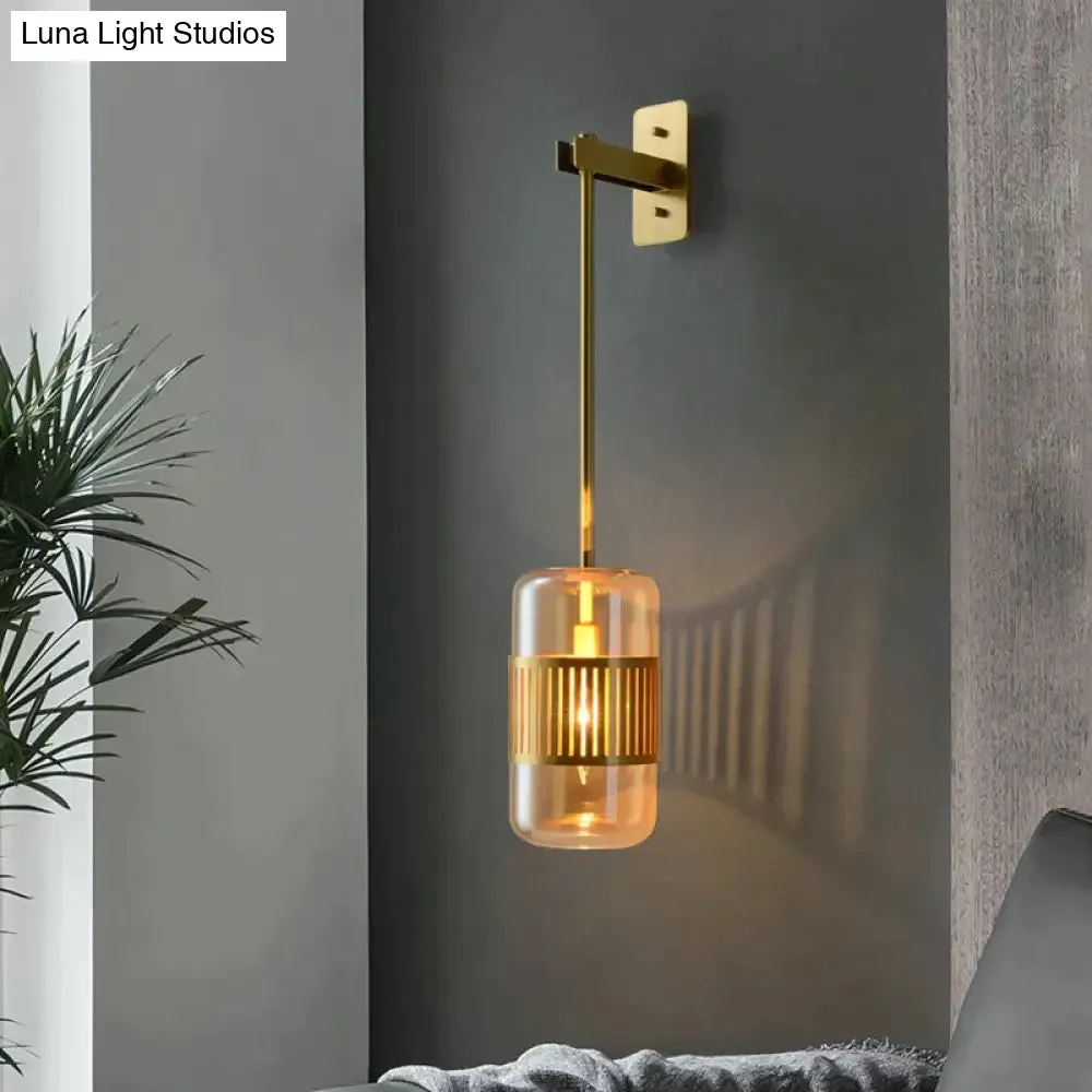 Postmodern Light Luxury Simple Bedroom Bedside Full Copper Wall Lamp