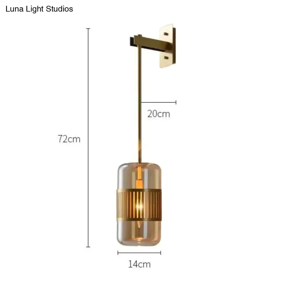 Postmodern Light Luxury Simple Bedroom Bedside Full Copper Wall Lamp