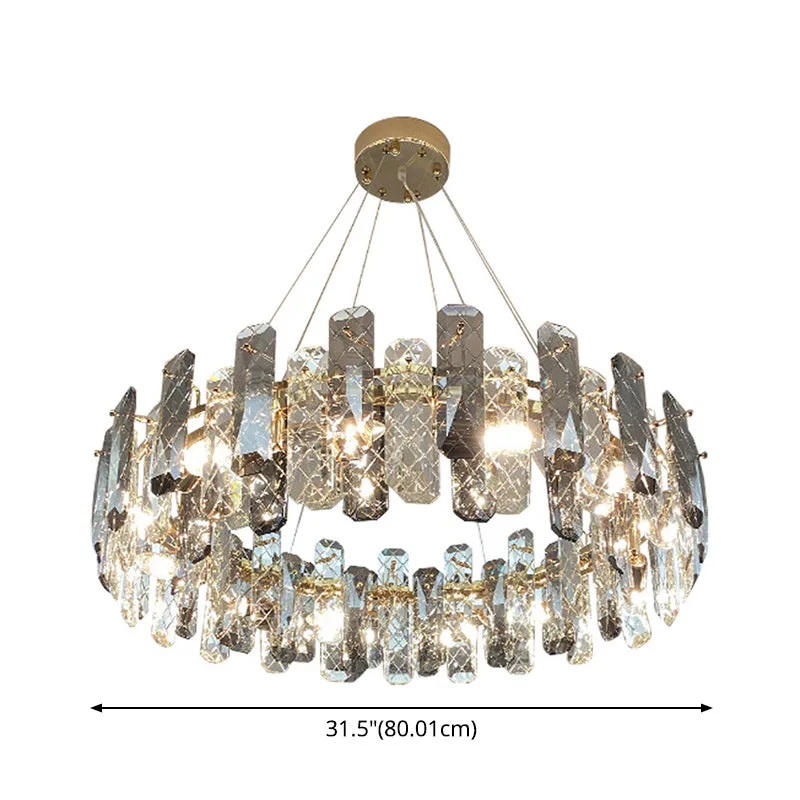 Prismatic Crystal Chandelier Pendant with Brass Finish - Elegant & Minimalist Lighting