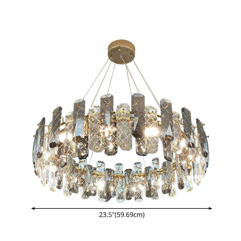 Prismatic Crystal Chandelier Pendant with Brass Finish - Elegant & Minimalist Lighting