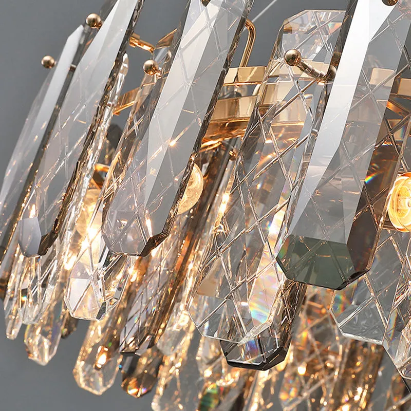 Prismatic Crystal Chandelier Pendant with Brass Finish - Elegant & Minimalist Lighting