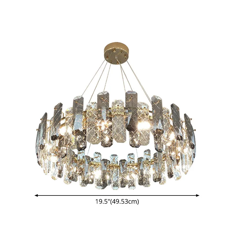 Prismatic Crystal Chandelier Pendant with Brass Finish - Elegant & Minimalist Lighting