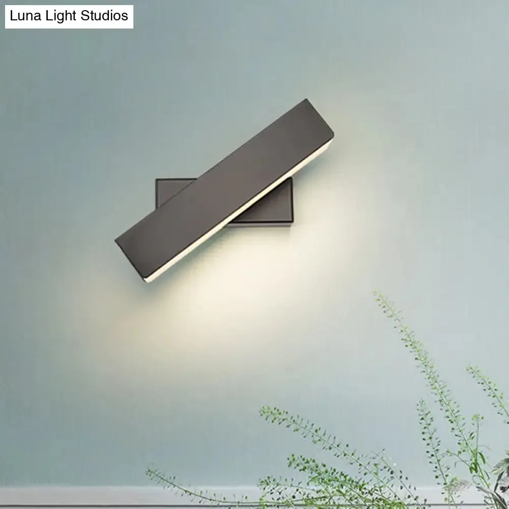 Rotatable Linear LED Wall Sconce Light - Simple Black/White Design - Warm/White Light