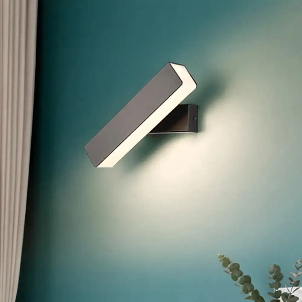 Rotatable Linear LED Wall Sconce Light - Simple Black/White Design - Warm/White Light