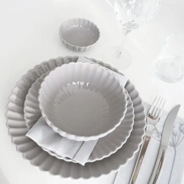 Set of 4 Grey Floral Bowls Dinnerware