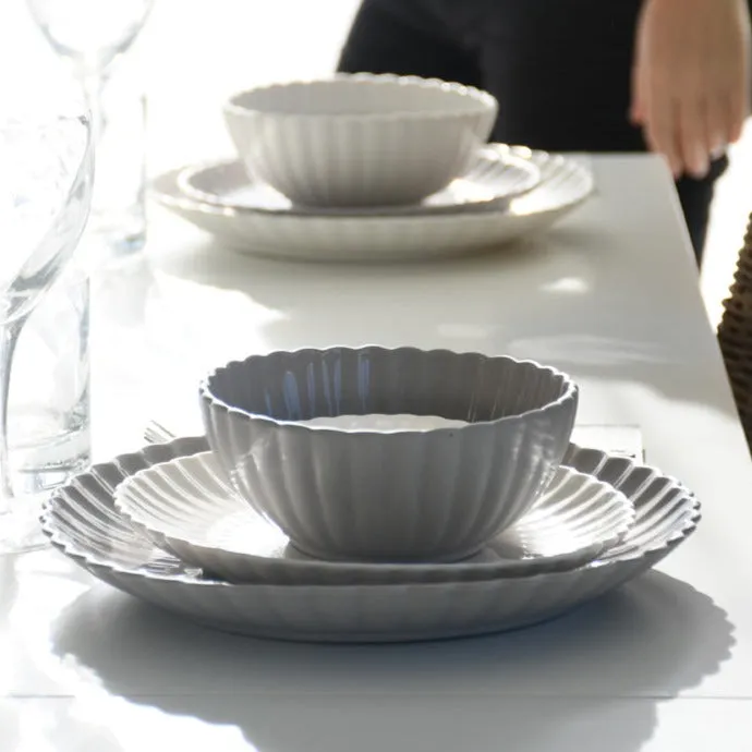 Set of 4 Grey Floral Bowls Dinnerware