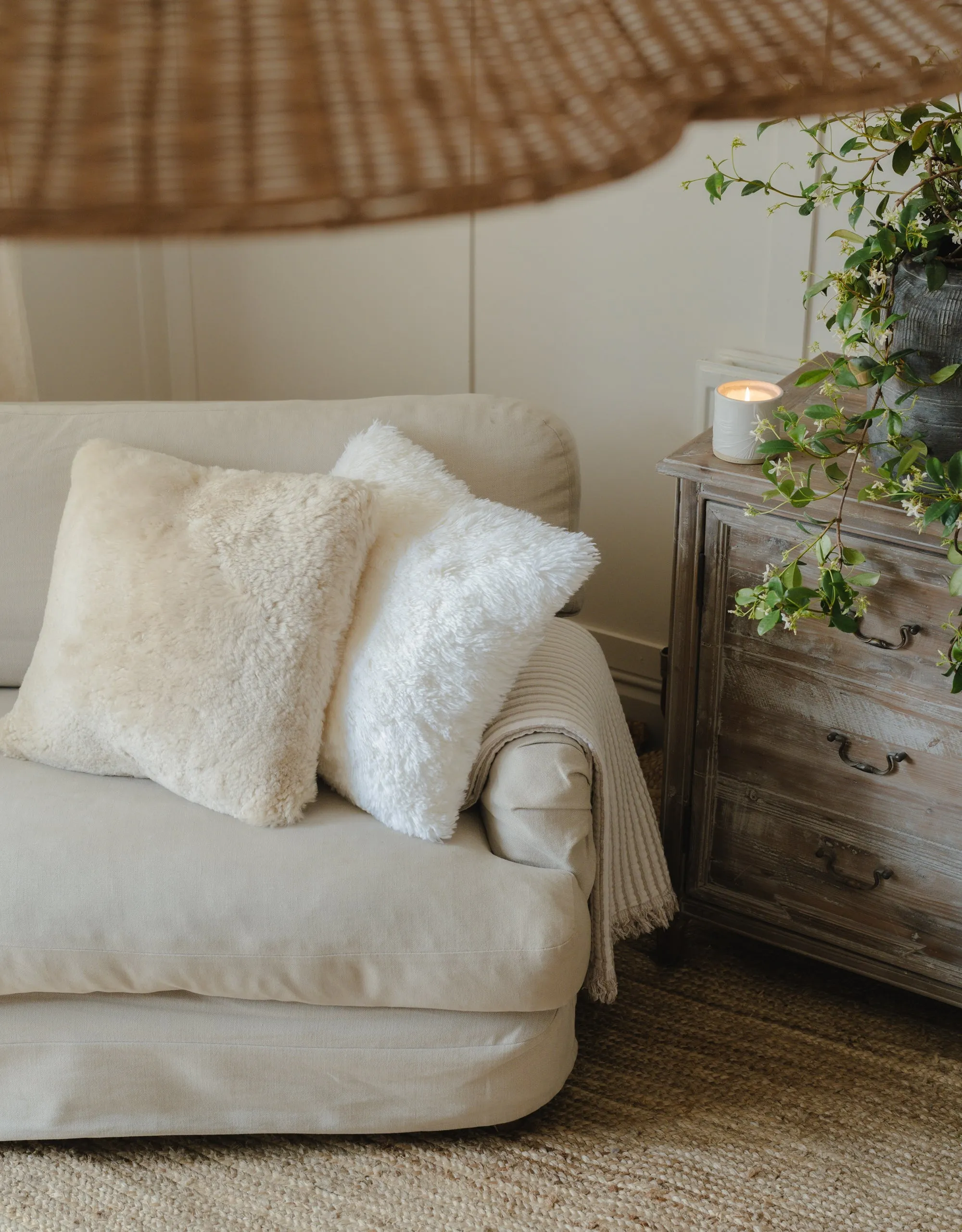 Shearling Cushion - White