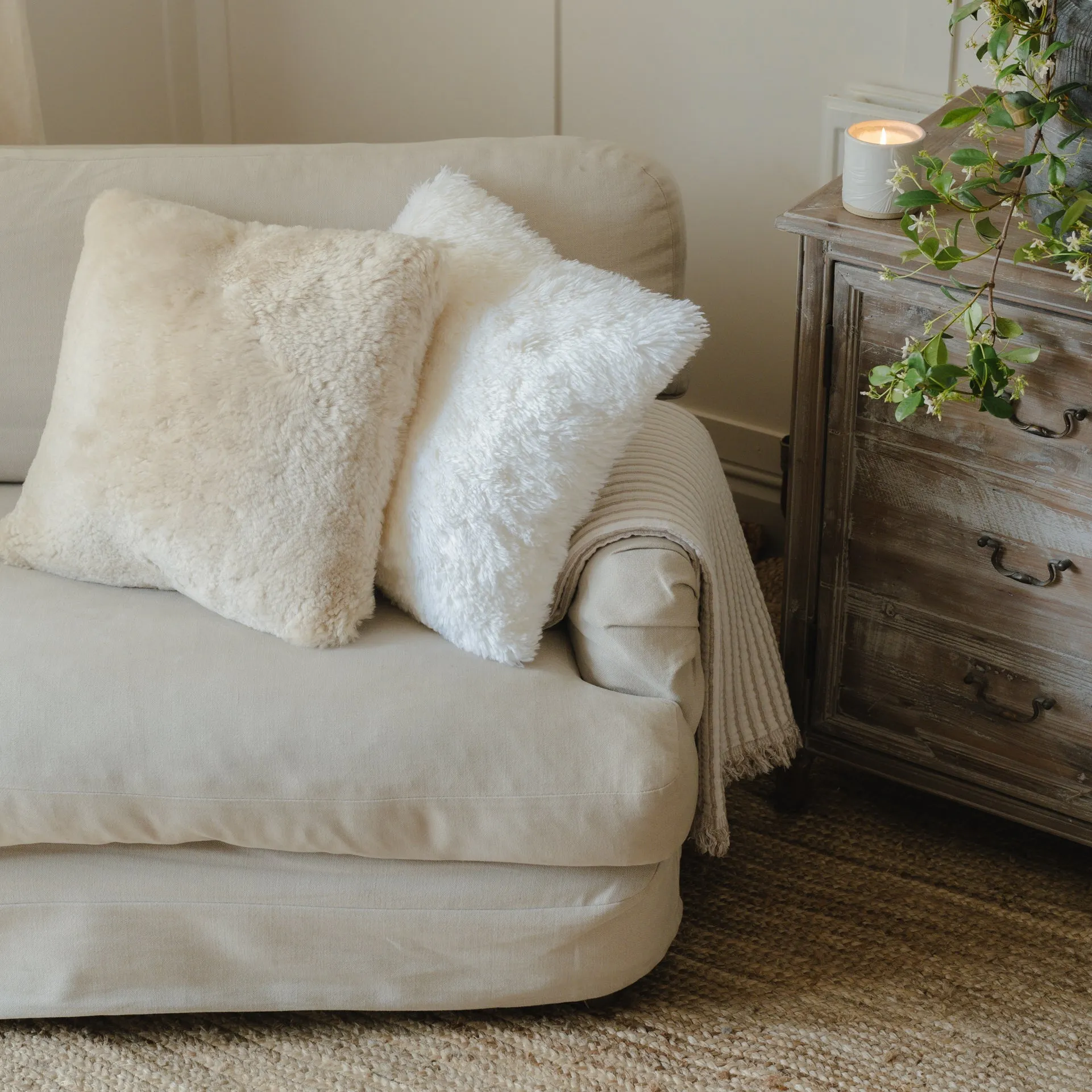 Shearling Cushion - White