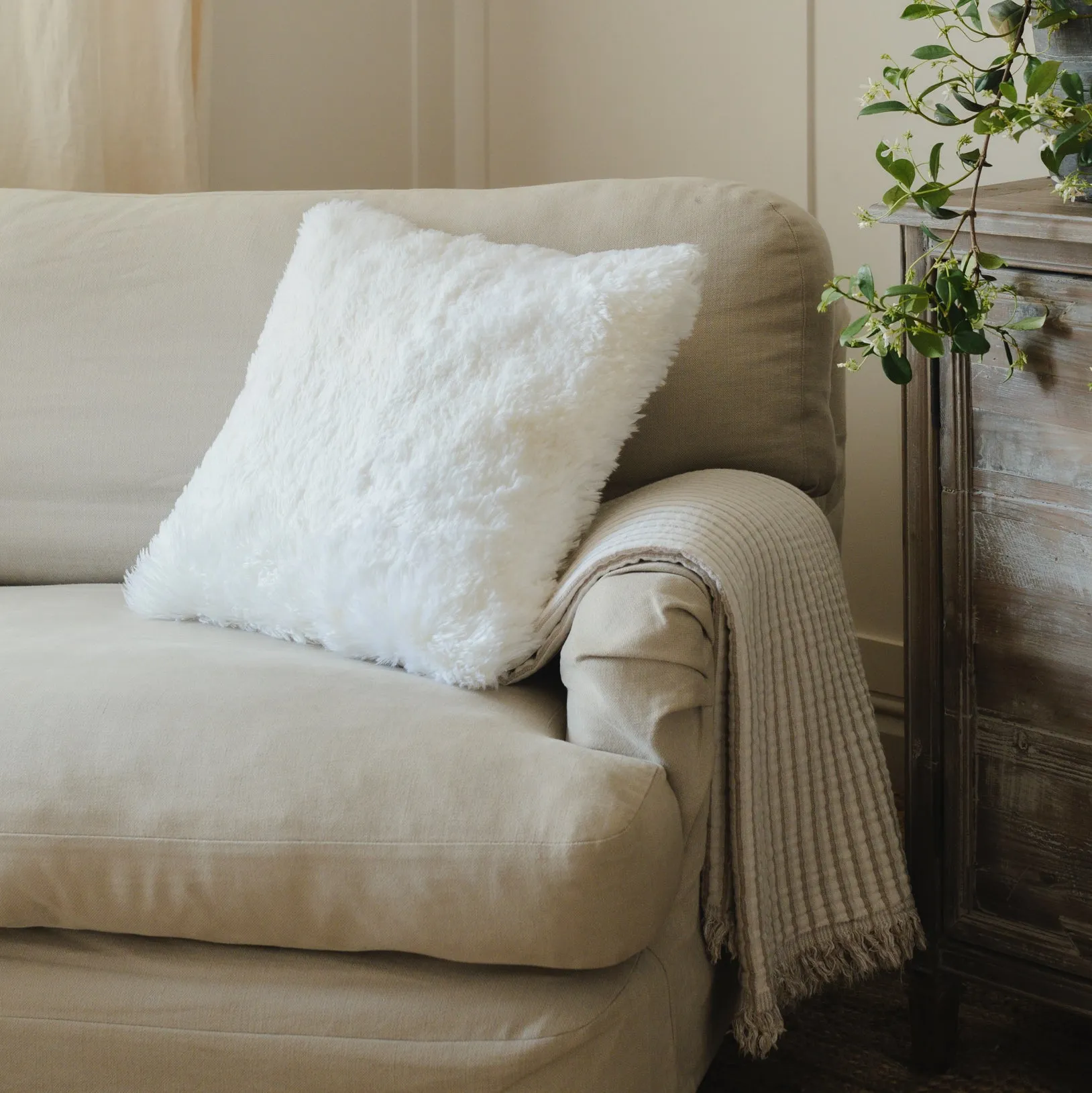 Shearling Cushion - White