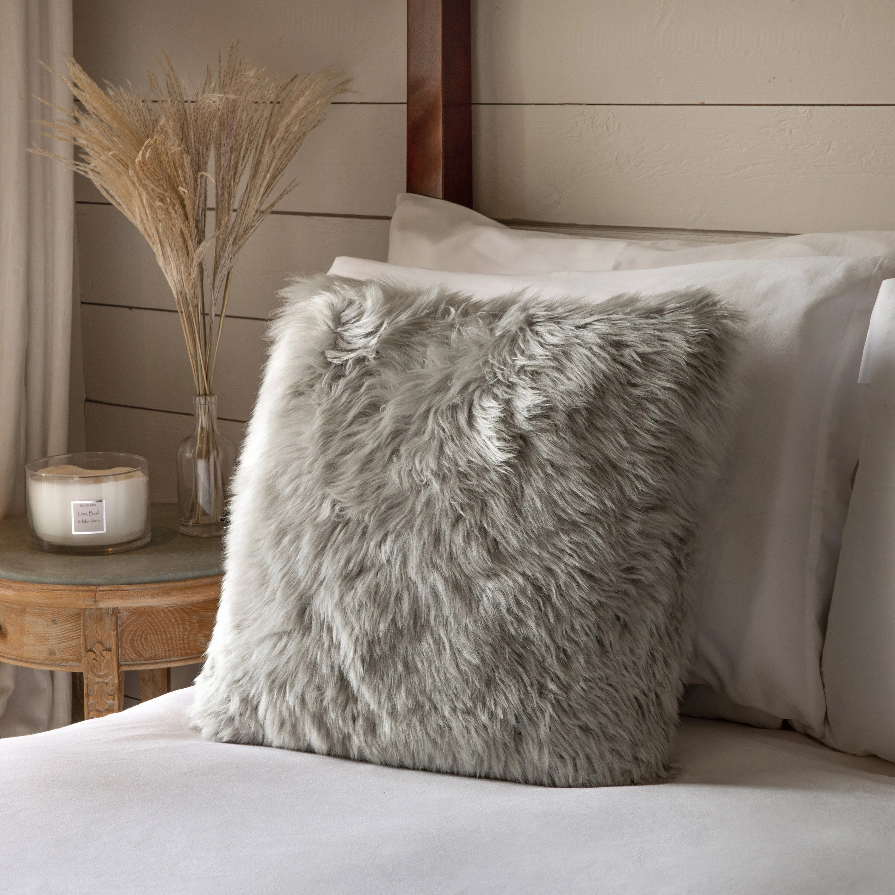 Sheepskin Cushion - Light Grey