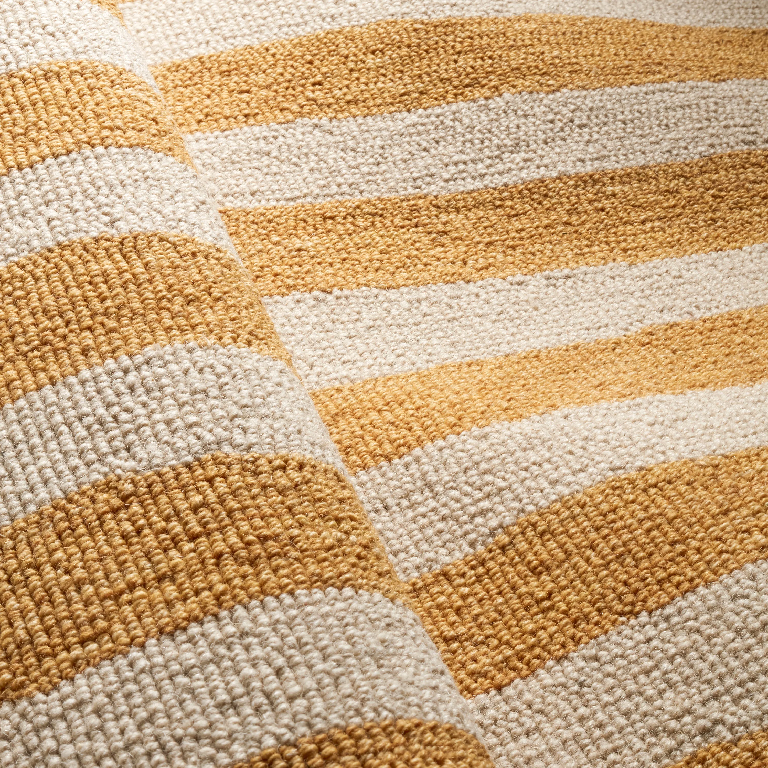 Silas Stripe Gold Hand Micro Hooked Wool Rug