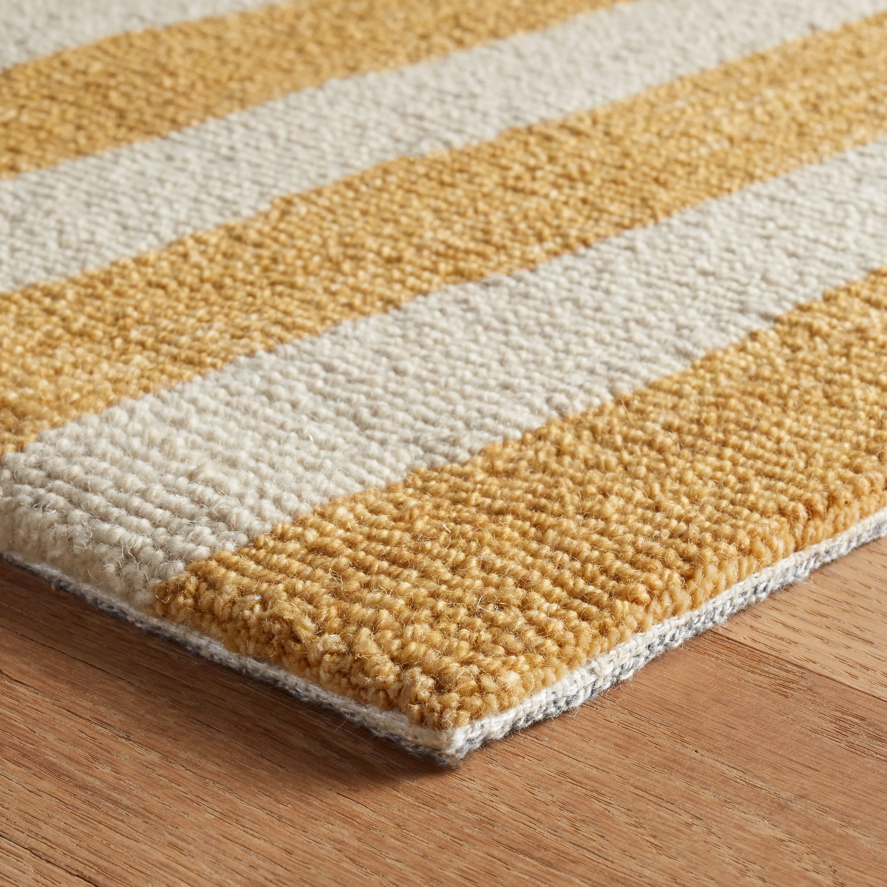 Silas Stripe Gold Hand Micro Hooked Wool Rug