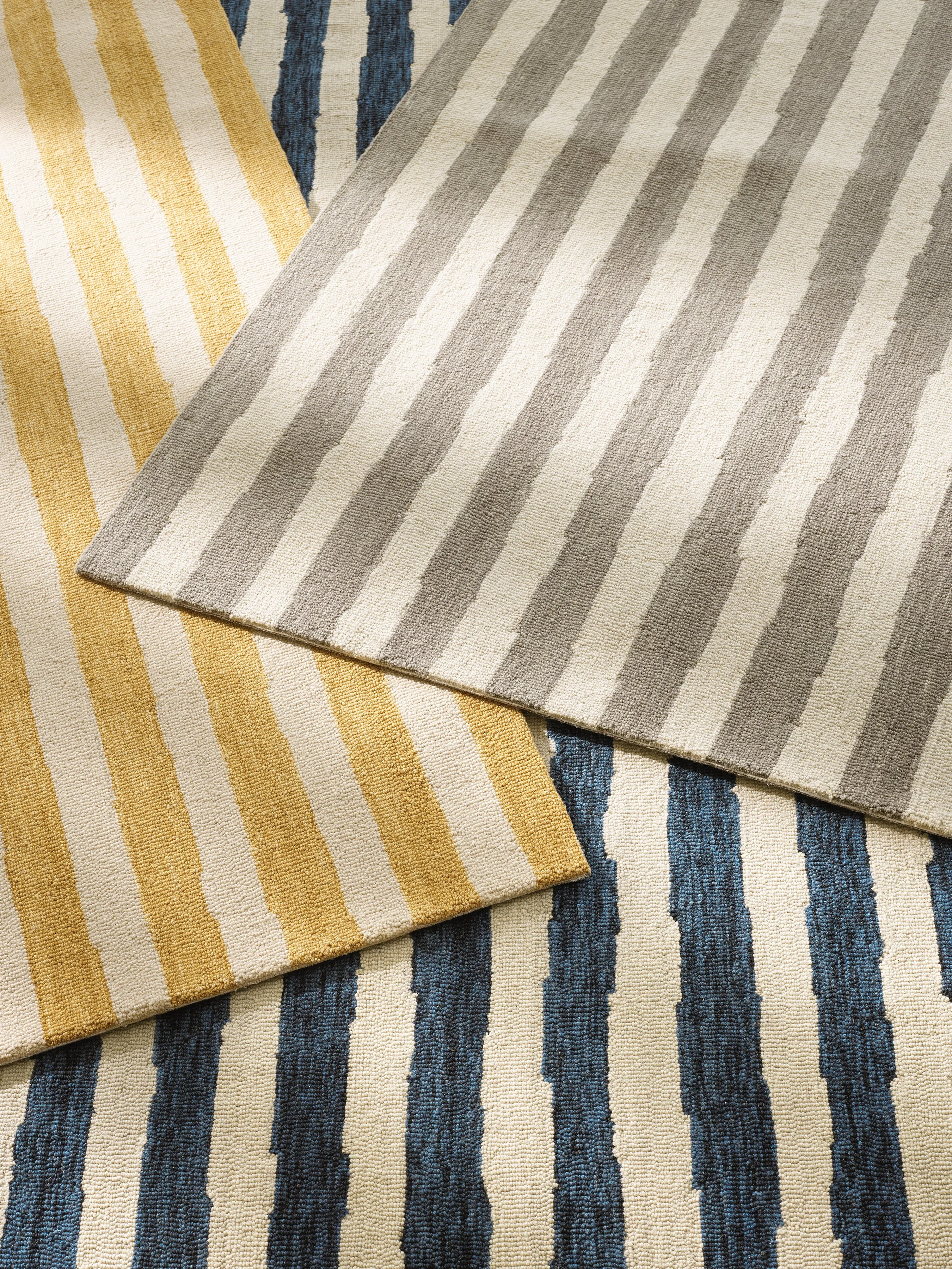 Silas Stripe Gold Hand Micro Hooked Wool Rug