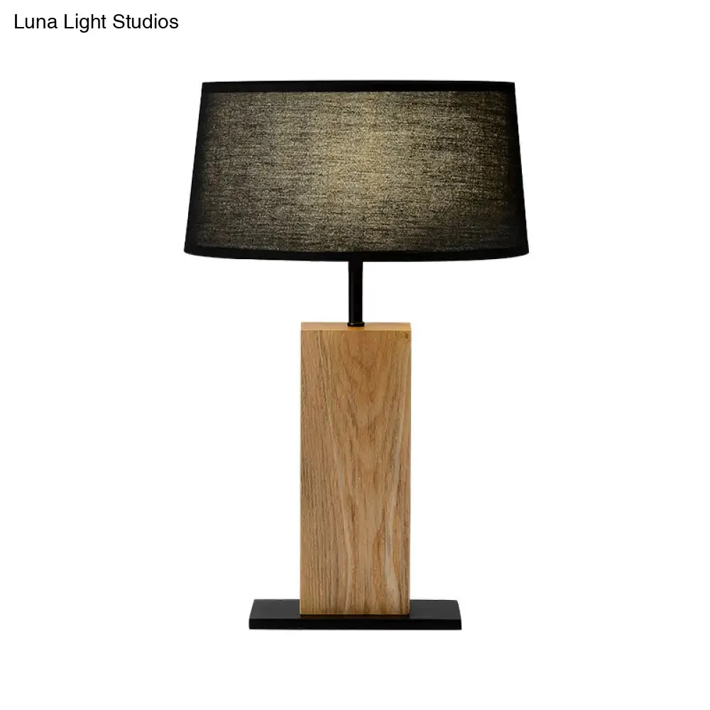 Simple Black Night Light Table Lamp with Wood Stand - Perfect for Living Room