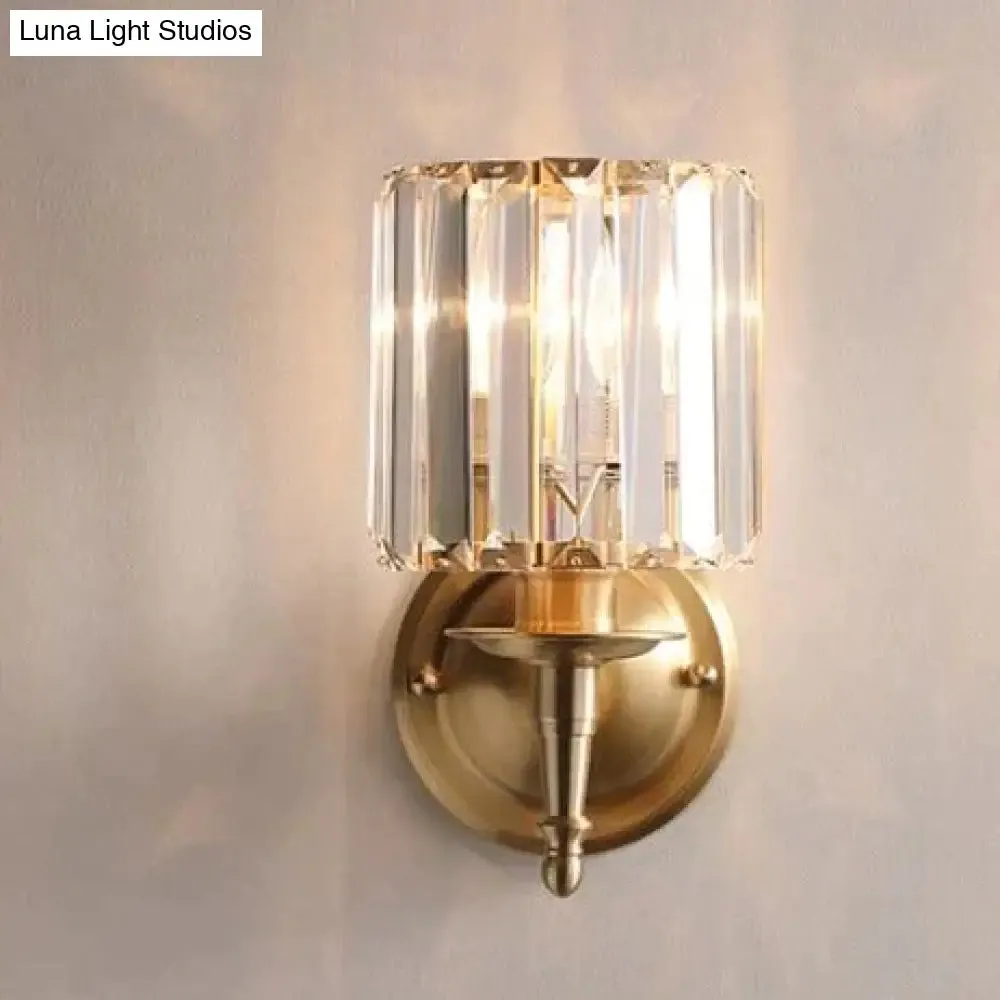 Simple Light Luxury Crystal Bedroom Copper Wall Lamp