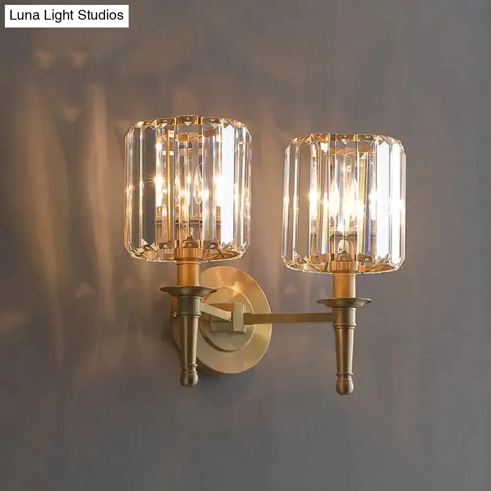 Simple Light Luxury Crystal Bedroom Copper Wall Lamp