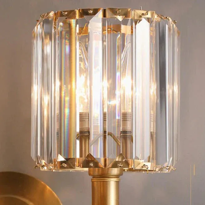 Simple Light Luxury Crystal Bedroom Copper Wall Lamp