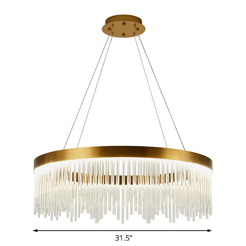 Simple Ring Crystal Icicles Chandelier LED Ceiling Light - Gold, Diameters: 16", 23.5" & 31.5