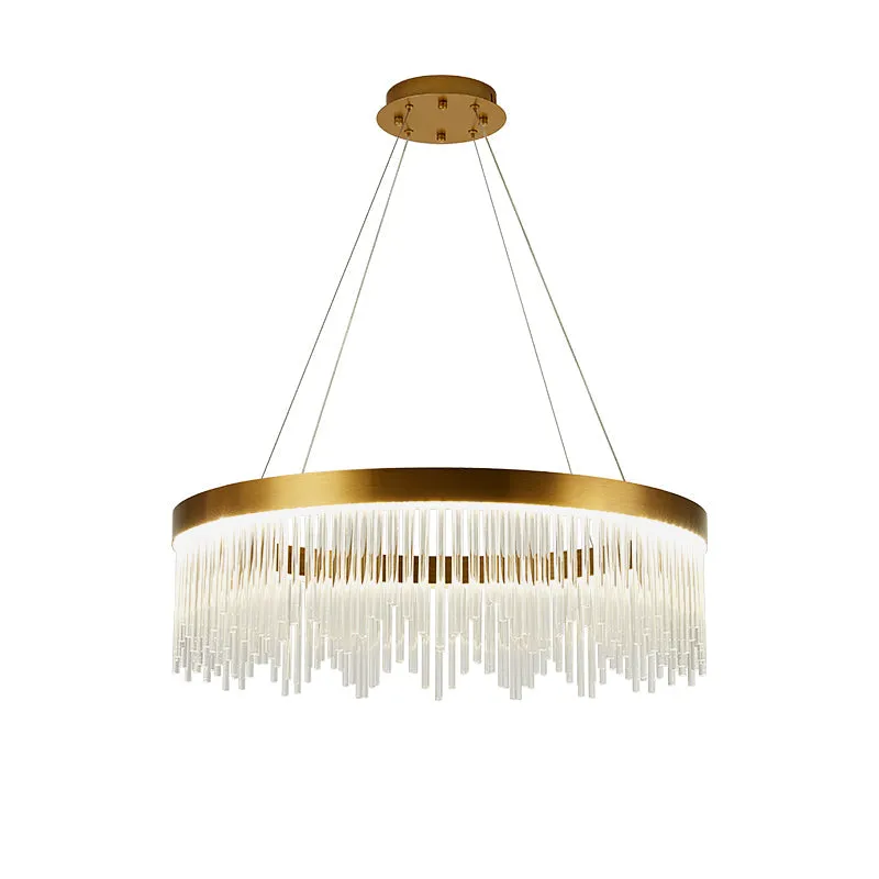 Simple Ring Crystal Icicles Chandelier LED Ceiling Light - Gold, Diameters: 16", 23.5" & 31.5