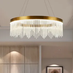 Simple Ring Crystal Icicles Chandelier LED Ceiling Light - Gold, Diameters: 16", 23.5" & 31.5