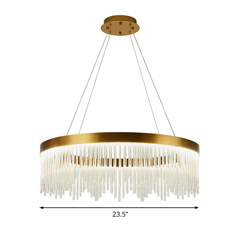 Simple Ring Crystal Icicles Chandelier LED Ceiling Light - Gold, Diameters: 16", 23.5" & 31.5