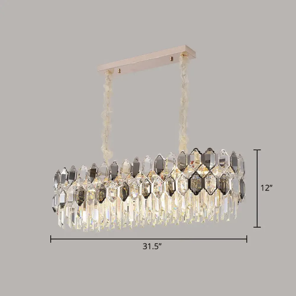 Smoke Grey Crystal Tiered Chandelier - Modern Luxe Hanging Light for Living Room