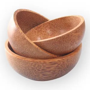 Solid Coconut Wood Bowls (Set of 3)