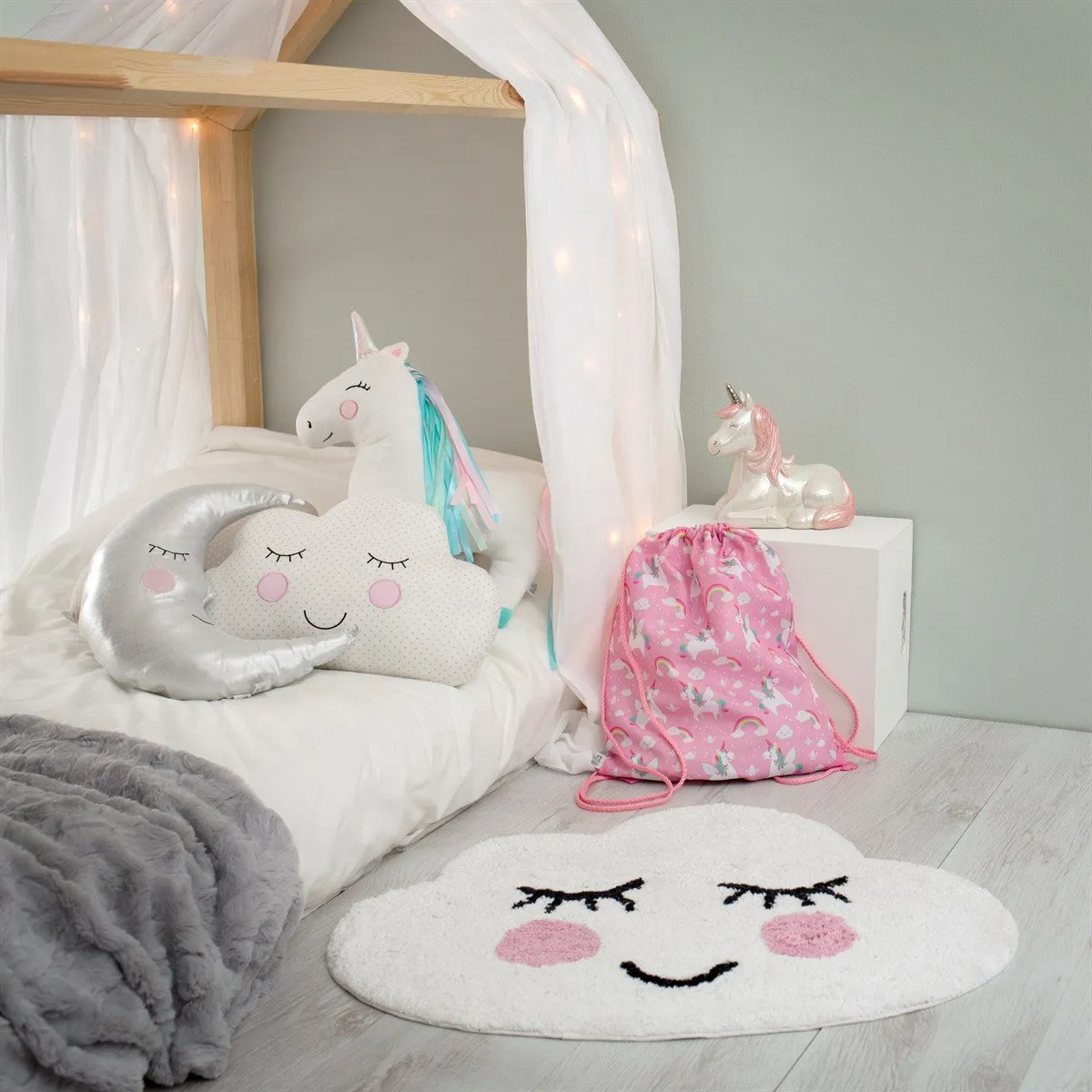 SWEET DREAMS SMILING CLOUD RUG - WHITE