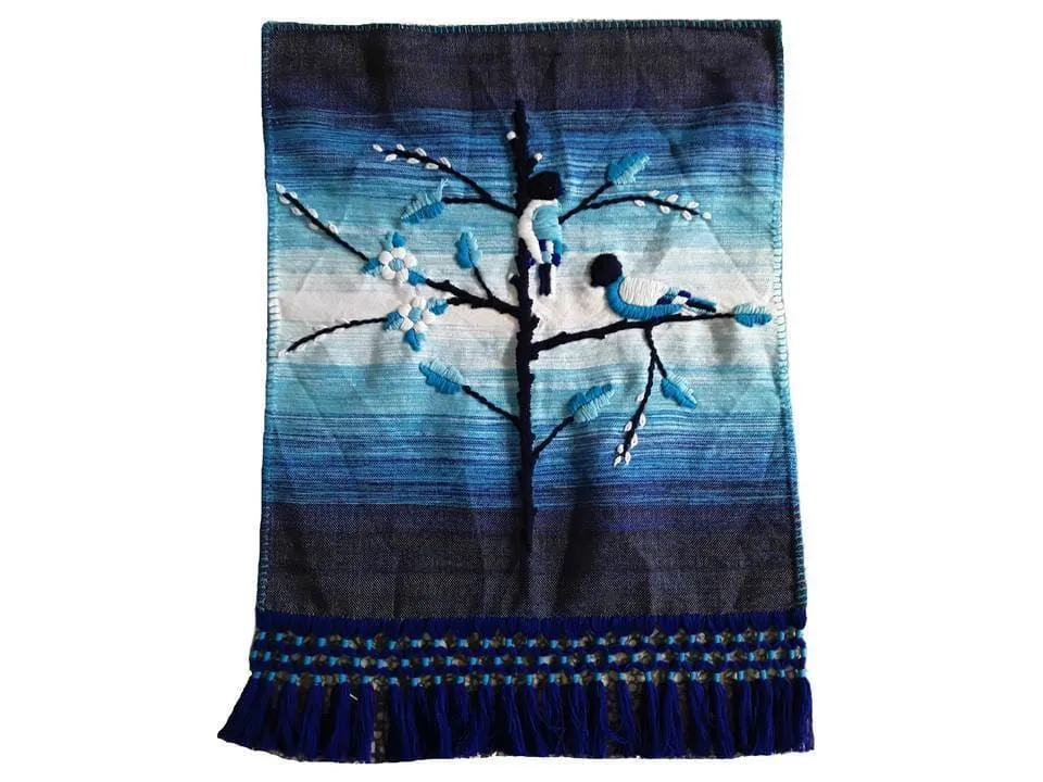 Textile Art Wall Decor - Chefchaouen - Blue Garden