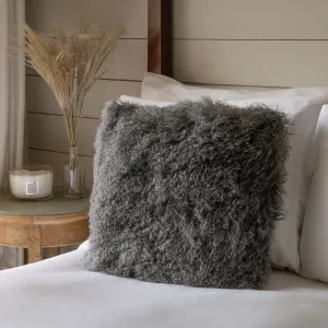 Tibetan Sheepskin Cushion - Grey
