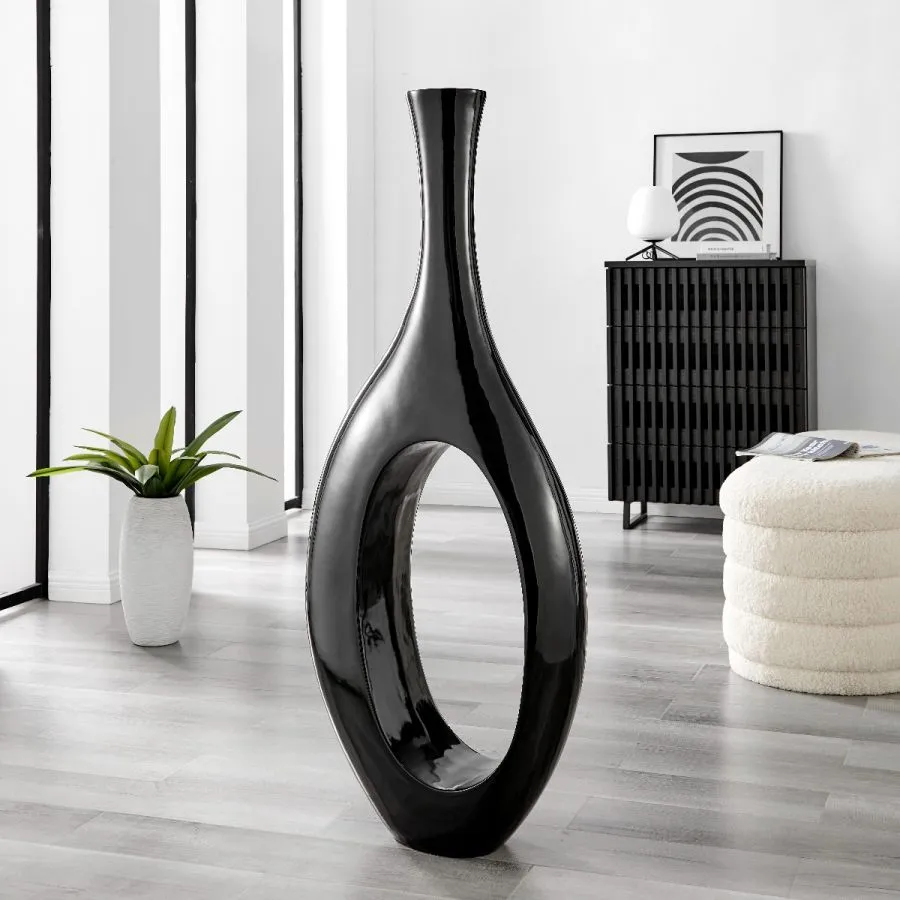 Trombone Vase - Small Black 34" - Home Decor