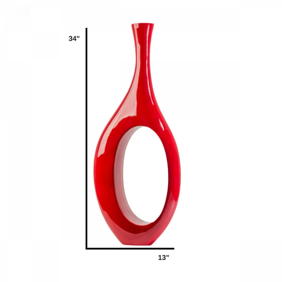 Trombone Vase - Small Red 34" - Home Decor